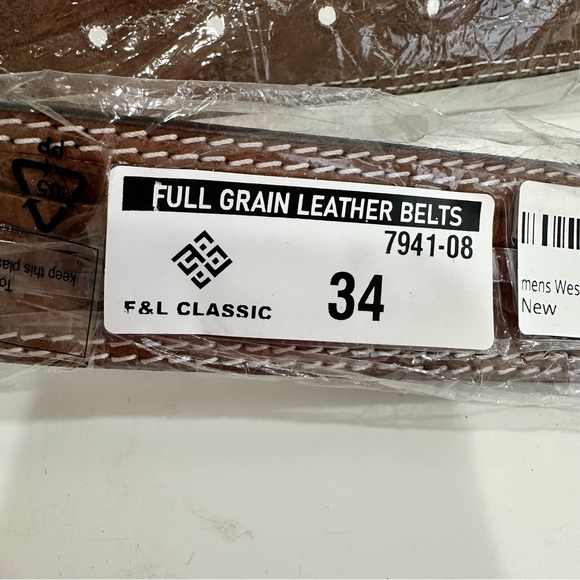F&L CLASSIC Western full grain Leather Belt w/Snaps for Interchangeable Buckles - Picture 7 of 7